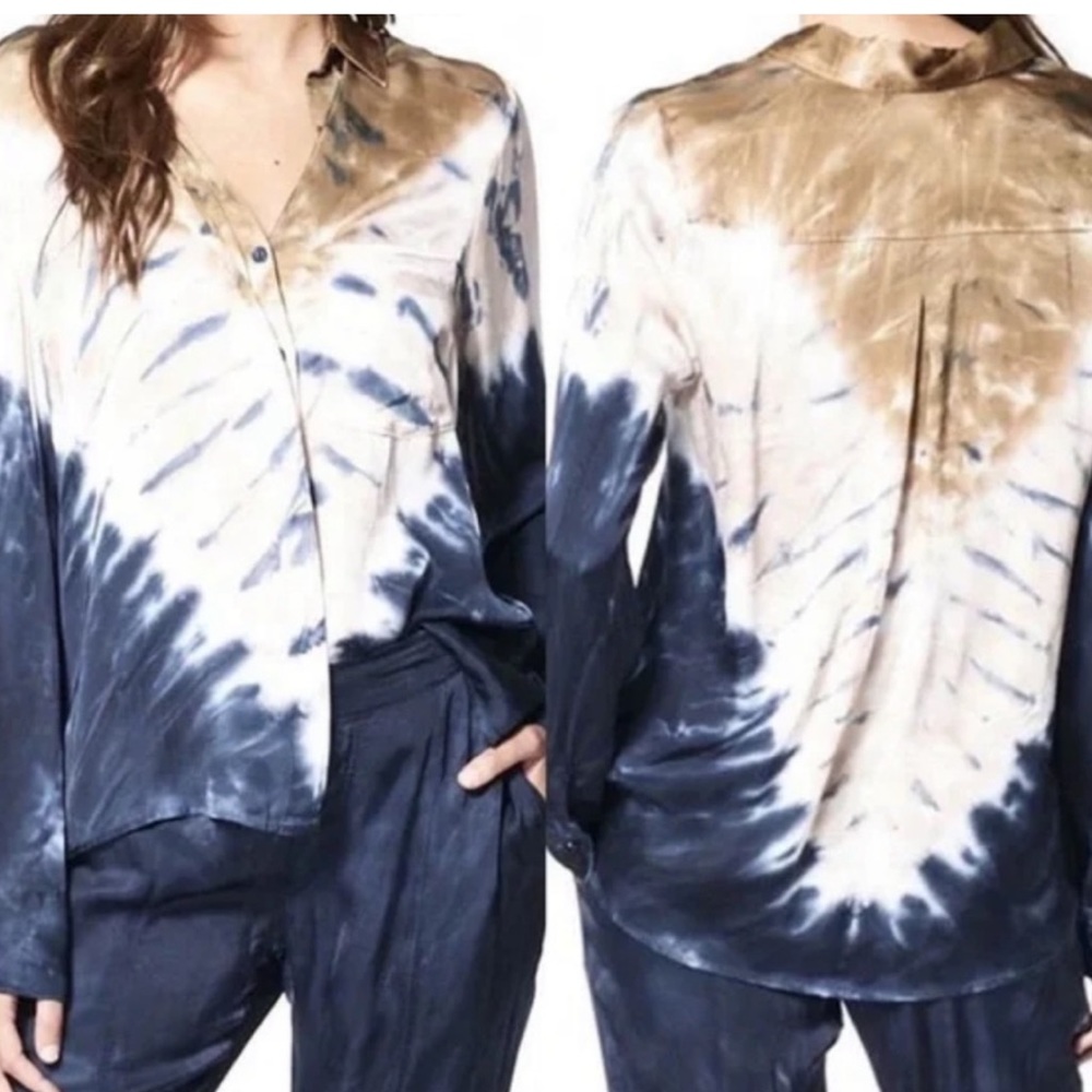 Young Fabulous & Broke Susan Tie Dye Button Down Blouse S